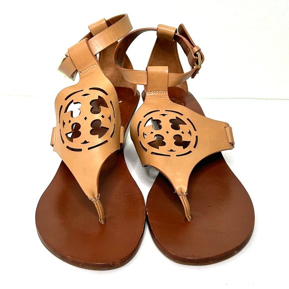 Tory Burch Zoey Wedge in Sand Tan Leather Size 6.5 - Picture 1 of 11